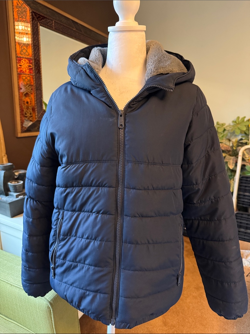 abercrombie kids Navy Blue Puffer Jacket with Hood